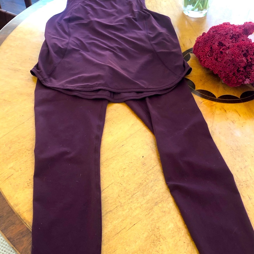 Lululemon Aubergine Leggings and Top; Size 10.
